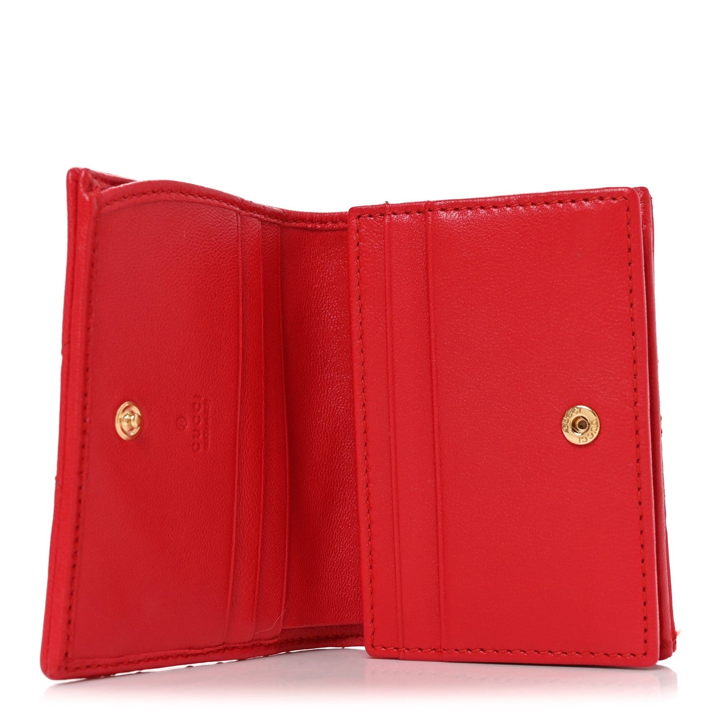 Calfskin Matelasse GG Marmont Card Case Wallet Bright Red