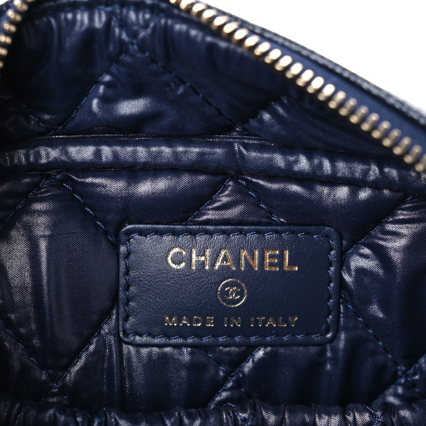 Caviar Quilted Medium Curvy Pouch Cosmetic Case Navy