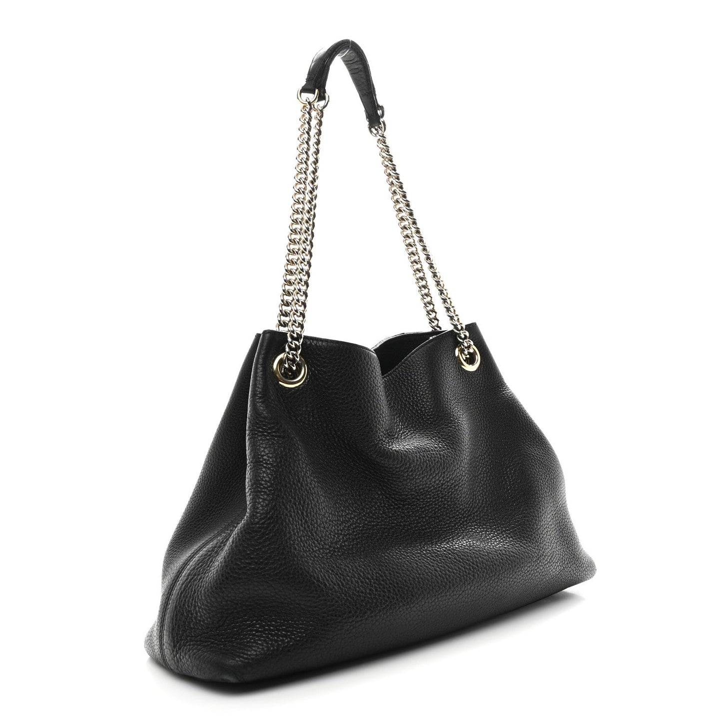 Pebbled Calfskin Medium Soho Chain Shoulder Bag Black