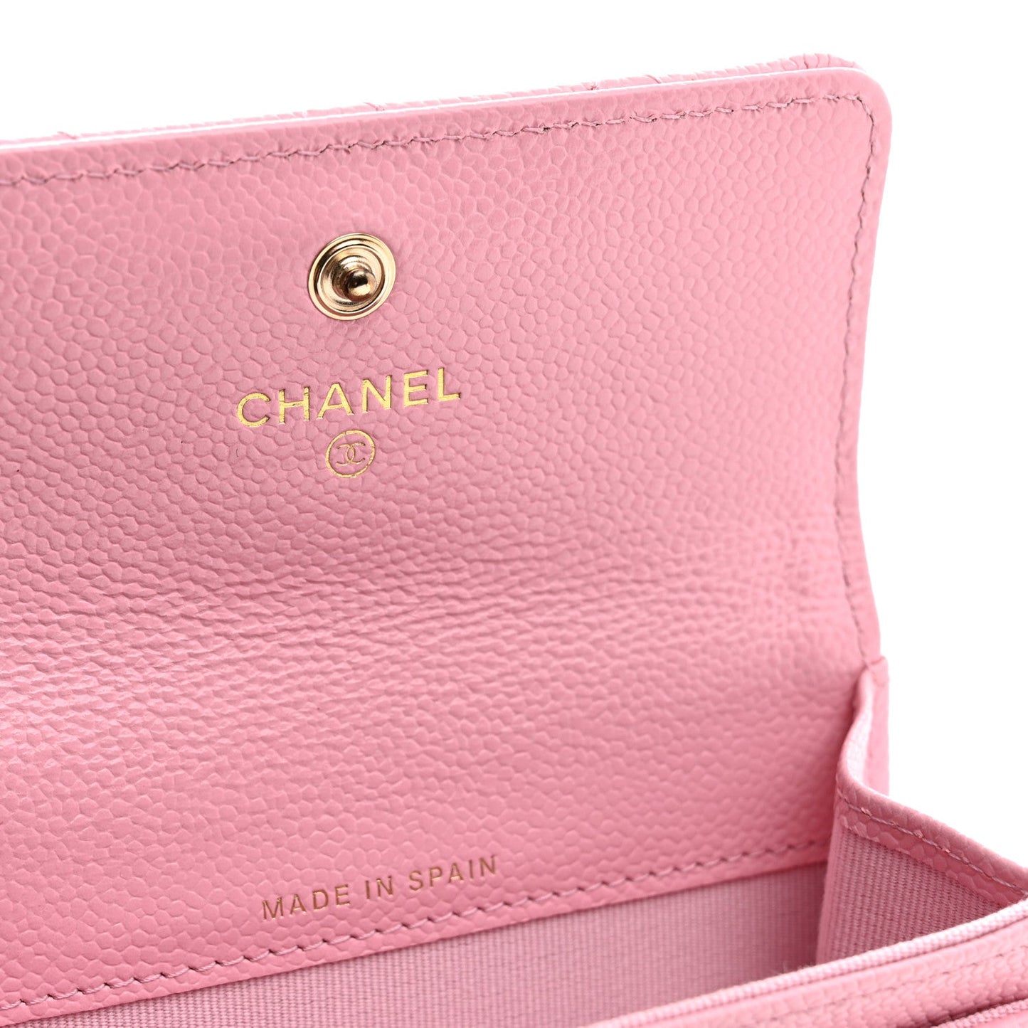 Caviar Quilted Chain CC Flap Card Holder Light Pink