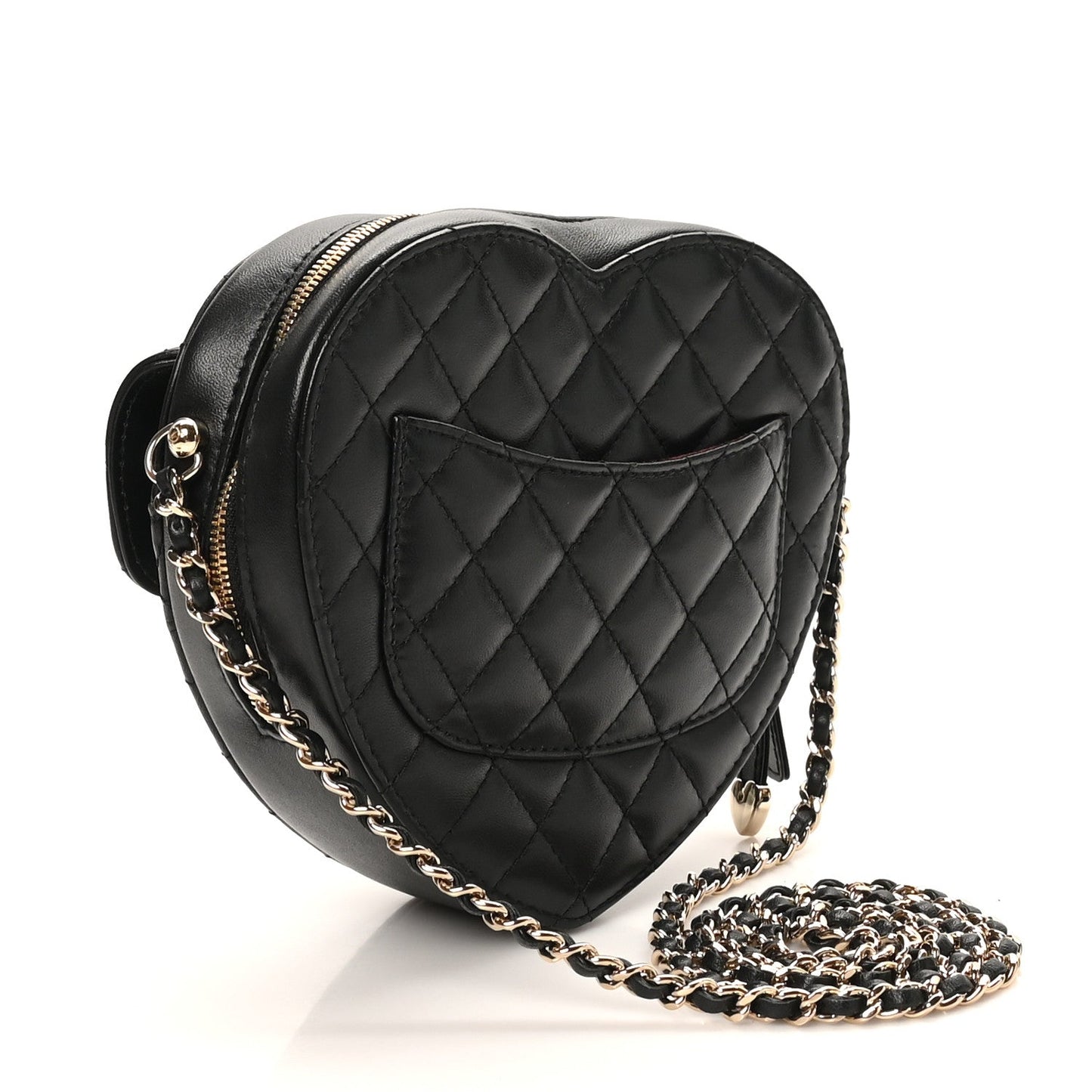 Lambskin Quilted CC In Love Heart Bag Black