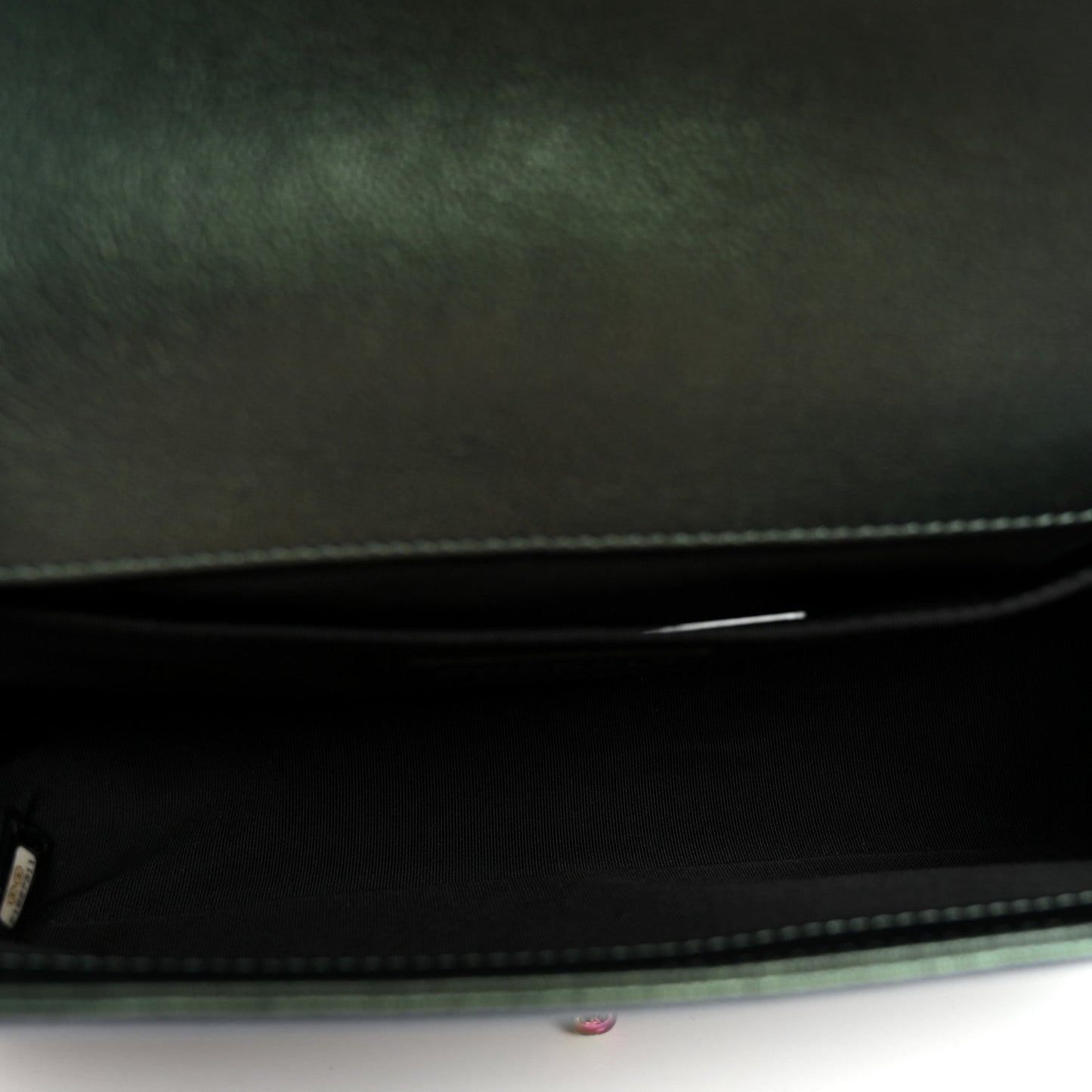 Iridescent Goatskin Quilted Medium Boy Flap Green