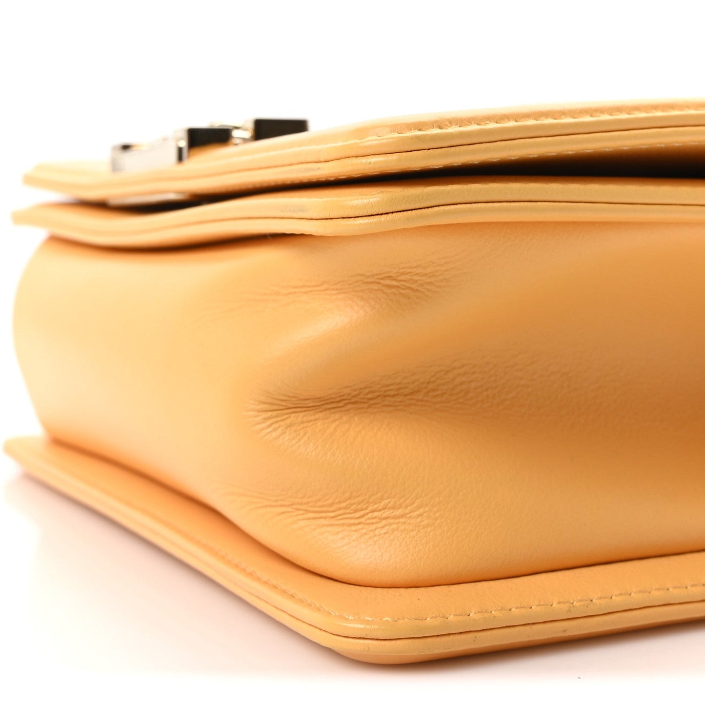 Calfskin Quilted Small Boy Flap Yellow