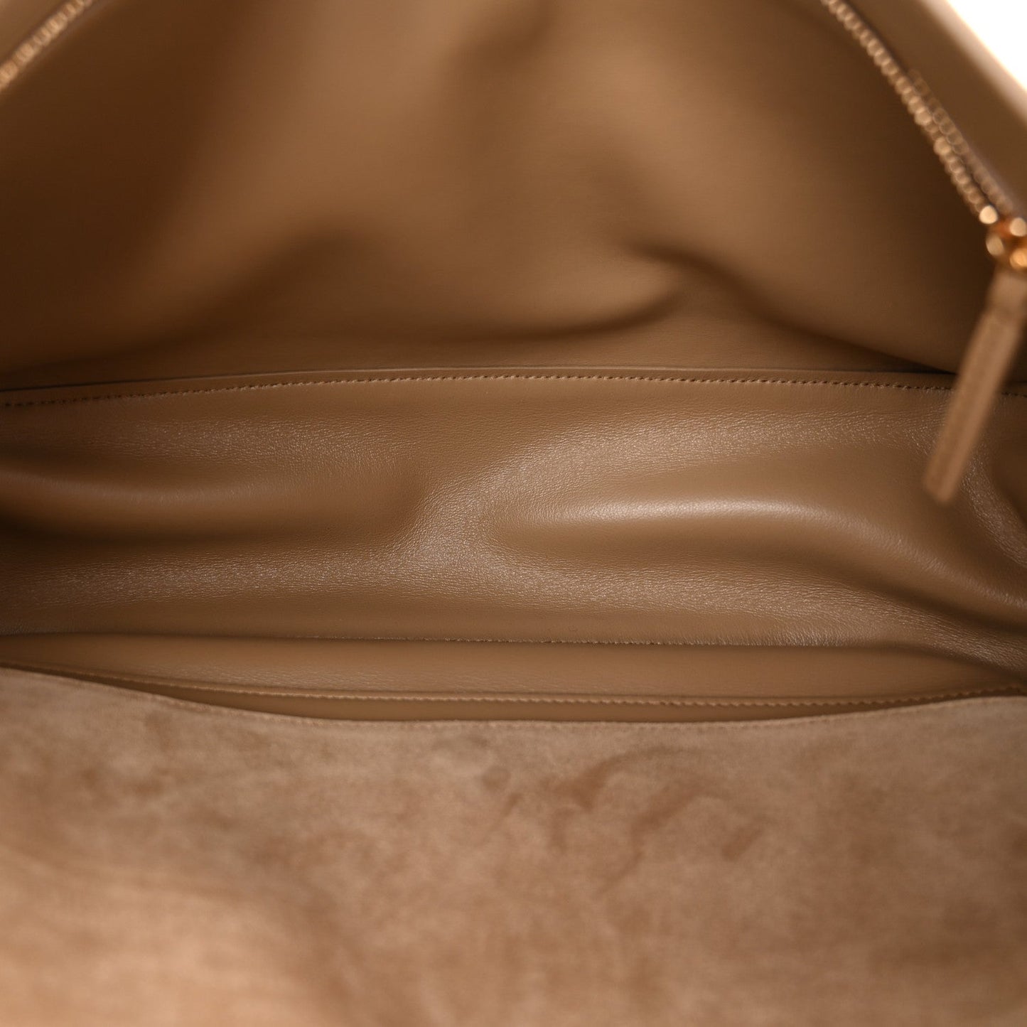 Suede Calfskin Small Souplissimo Maxi Flap Dark Beige