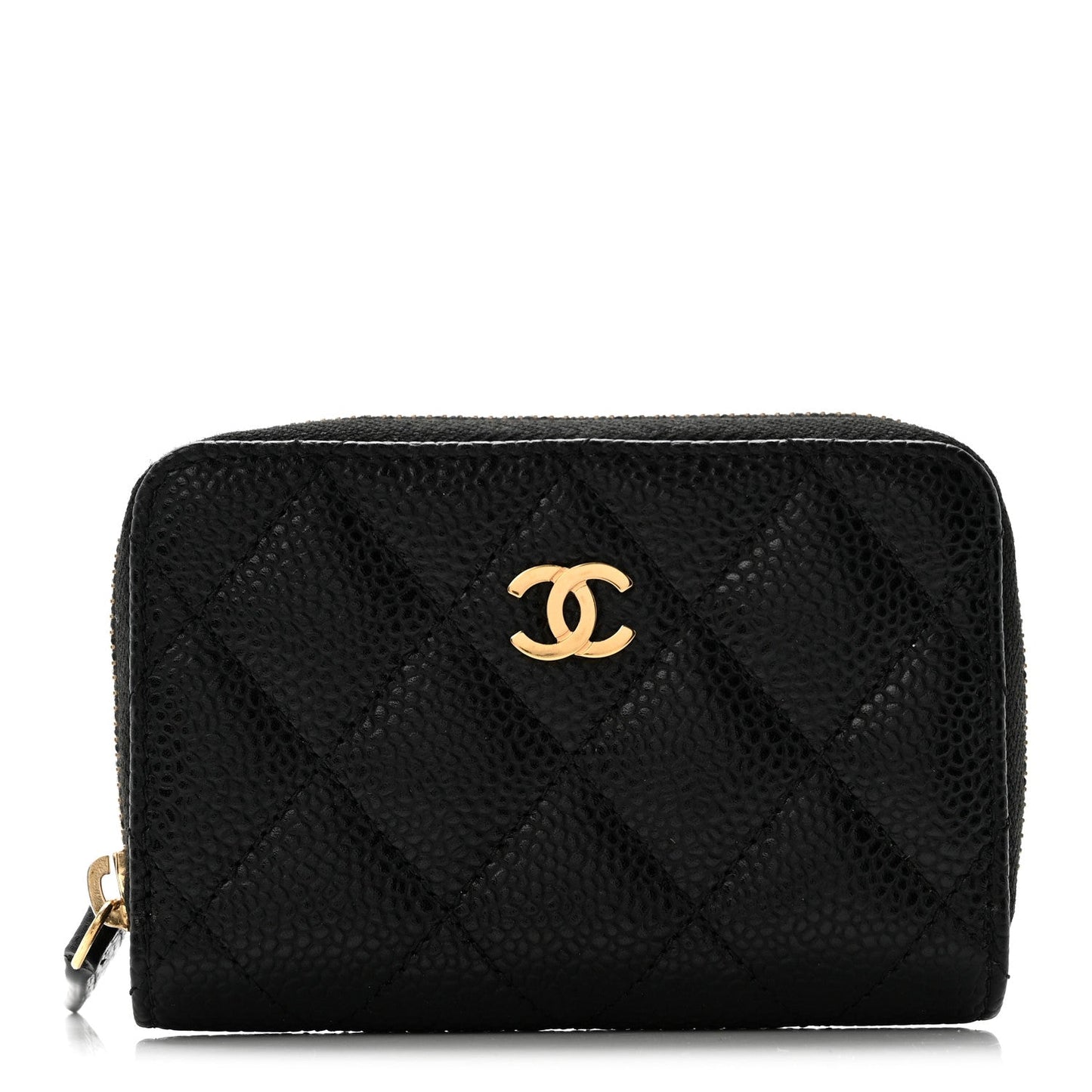 Caviar Quilted Zip Coin Purse Black