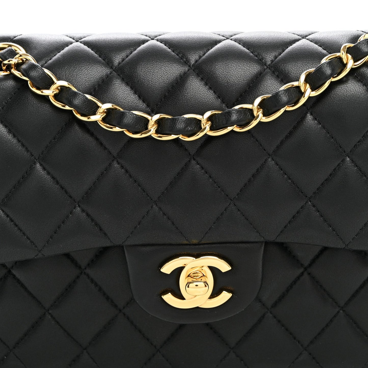 Lambskin Quilted Small Double Flap Black