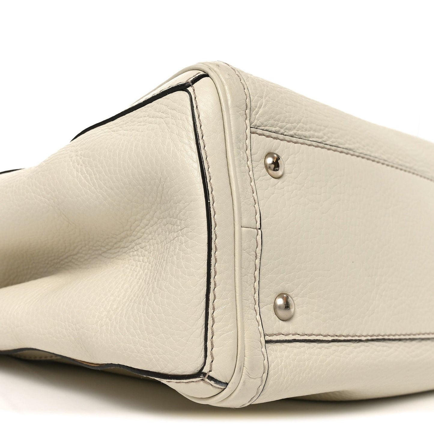 Pebbled Calfskin Medium Bella Tote Off White