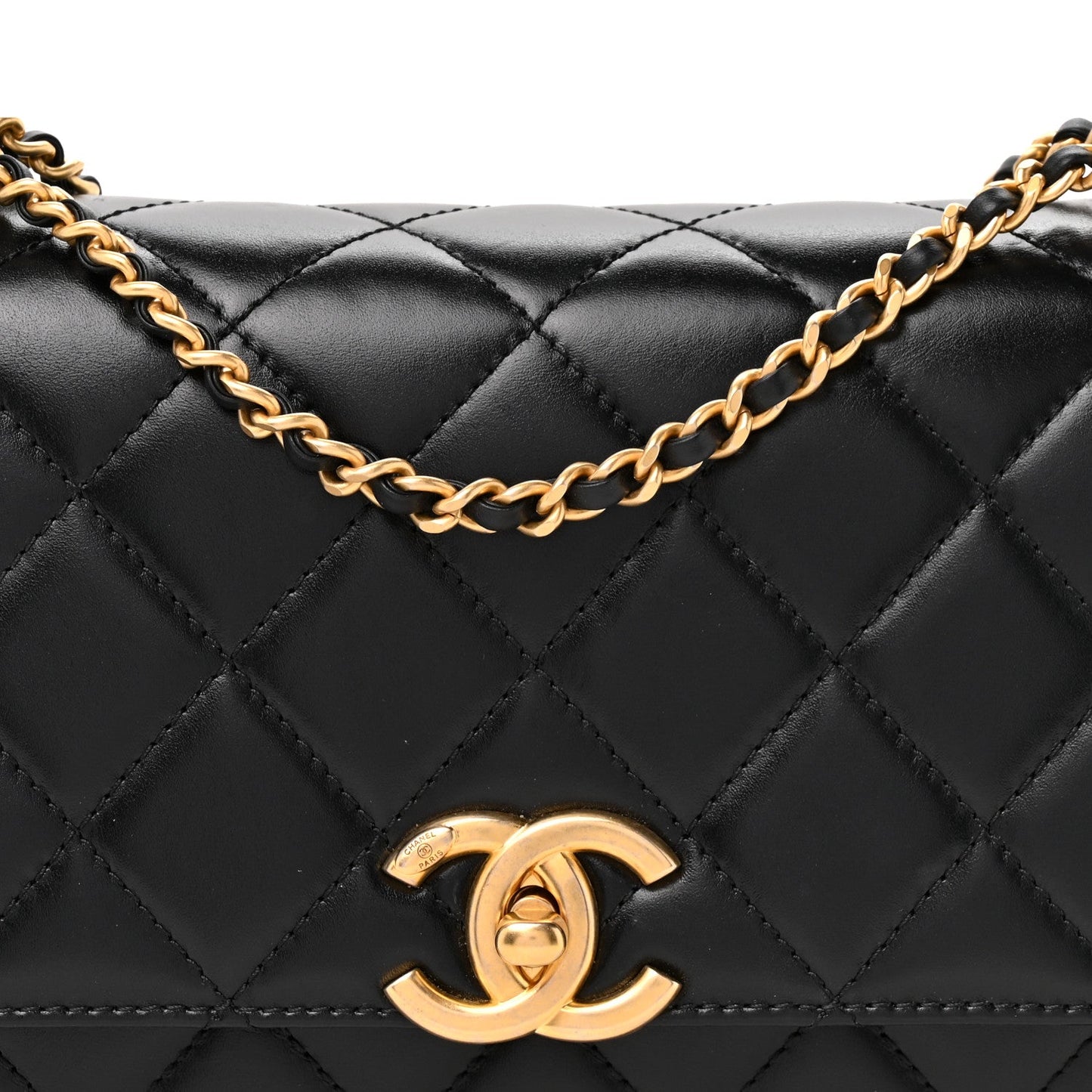 Calfskin Quilted Perfect Fit Flap Black