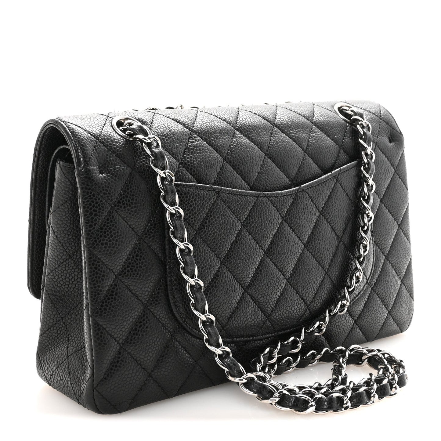 Caviar Quilted Medium Double Flap Black