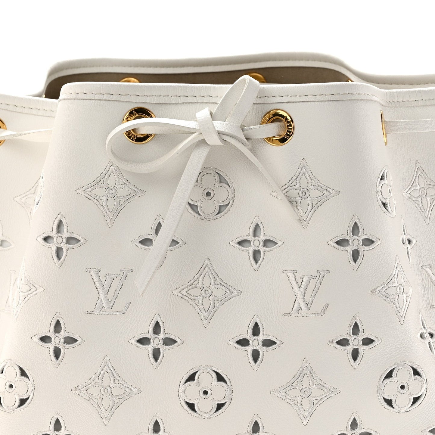 Calfskin Monogram Cutout Petit Noe White