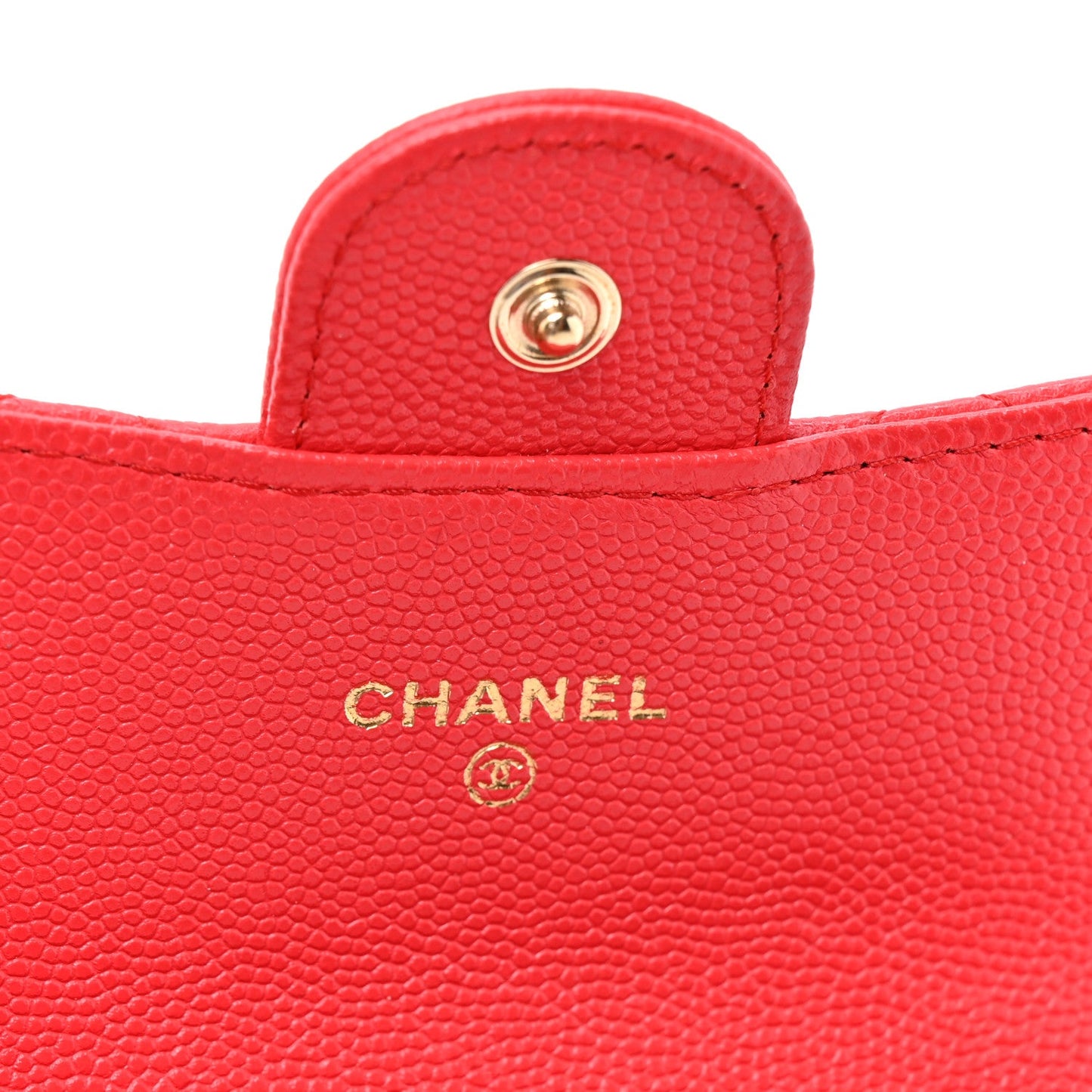 Caviar Quilted Flap Card Holder Wallet Red