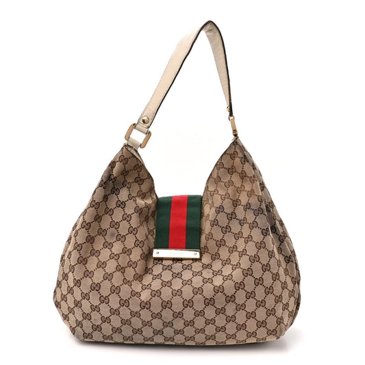 Monogram Large New Ladies Web Hobo Off White