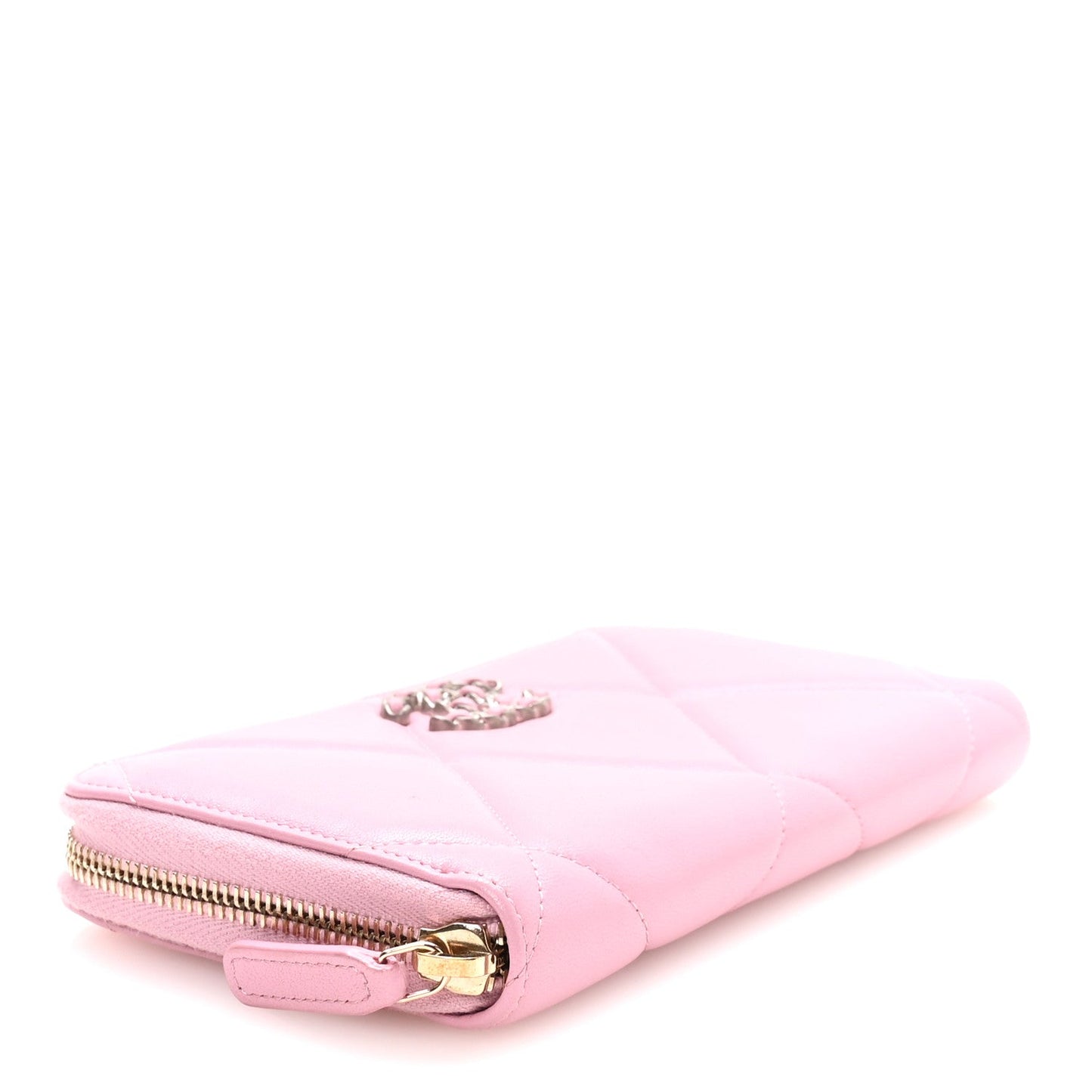 Lambskin Quilted 19 Long Zipped Around Wallet Pink
