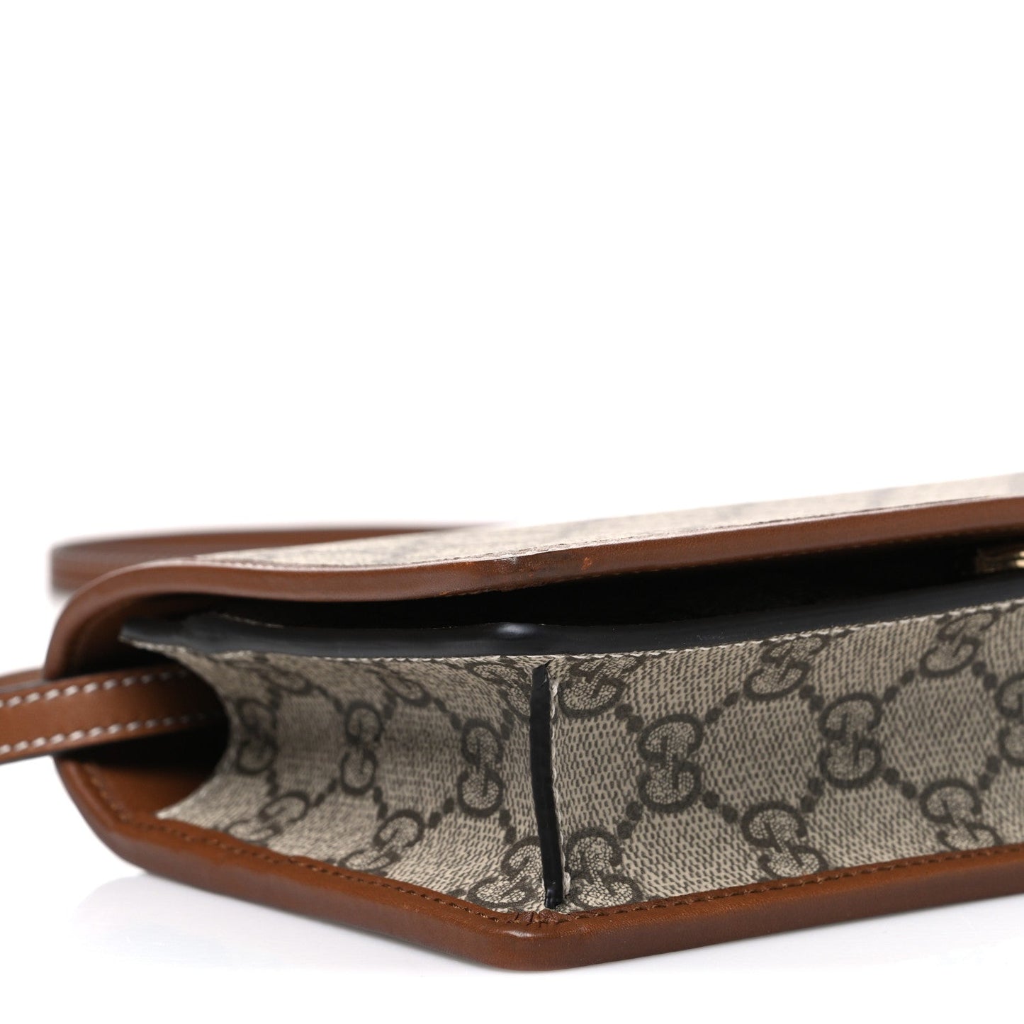 GG Emblem Monogram Wallet With Strap Beige Brown