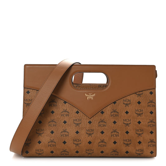 Visetos Calfskin Medium Diamond Tote Cognac