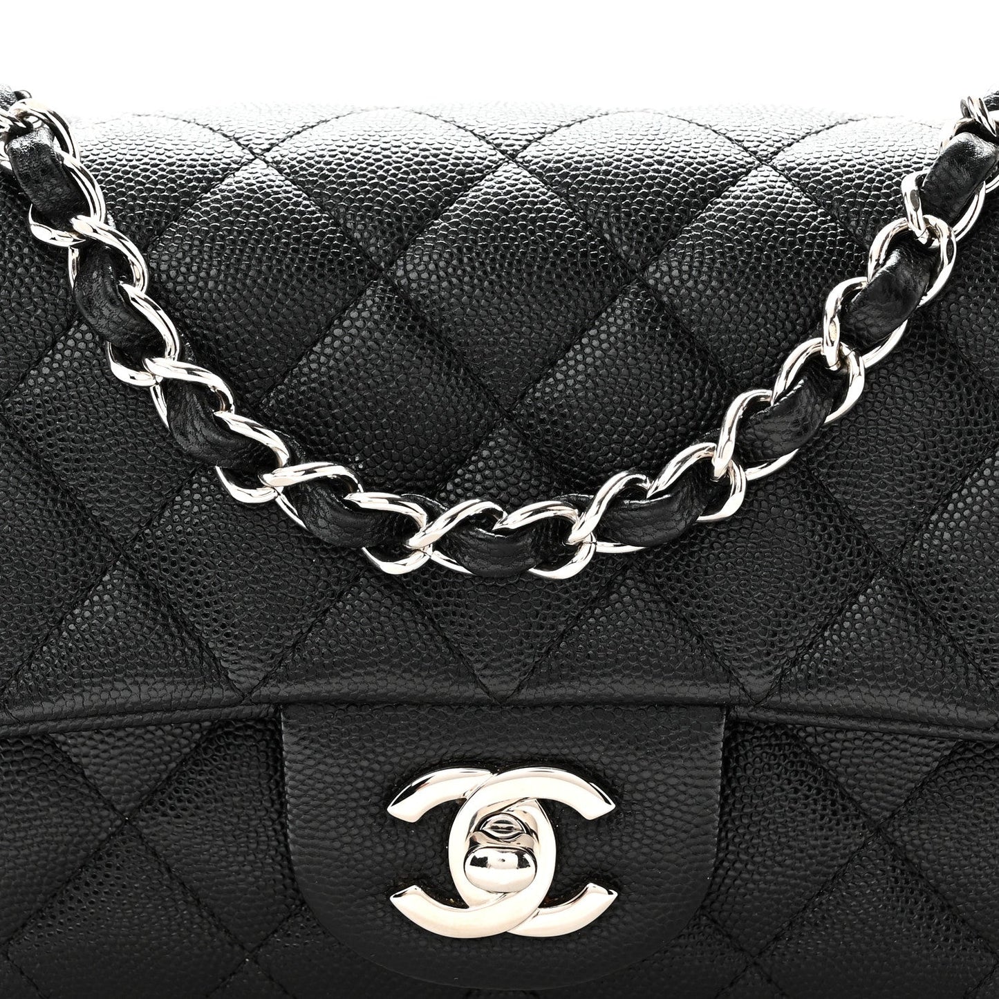 Caviar Quilted Mini Rectangular Flap Black