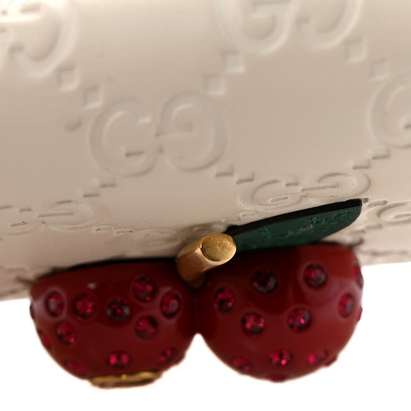 Guccissima Cherries Card Case Wallet White