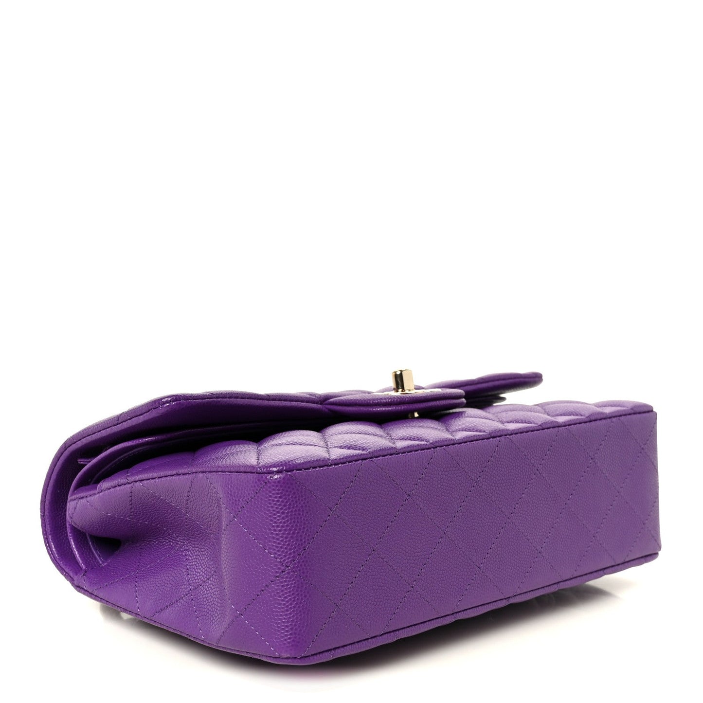 Caviar Quilted Small Double Flap Purple