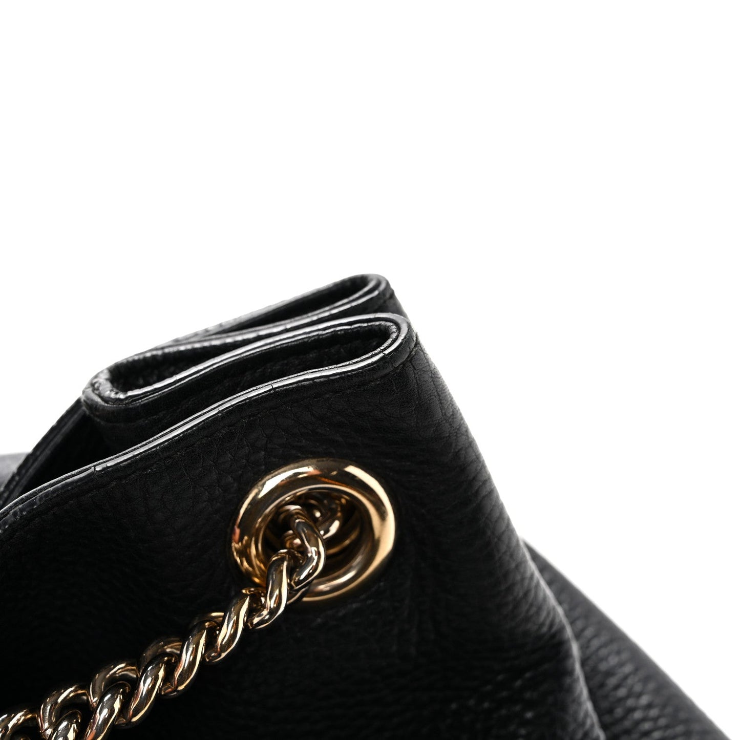 Pebbled Calfskin Medium Soho Chain Shoulder Bag Black