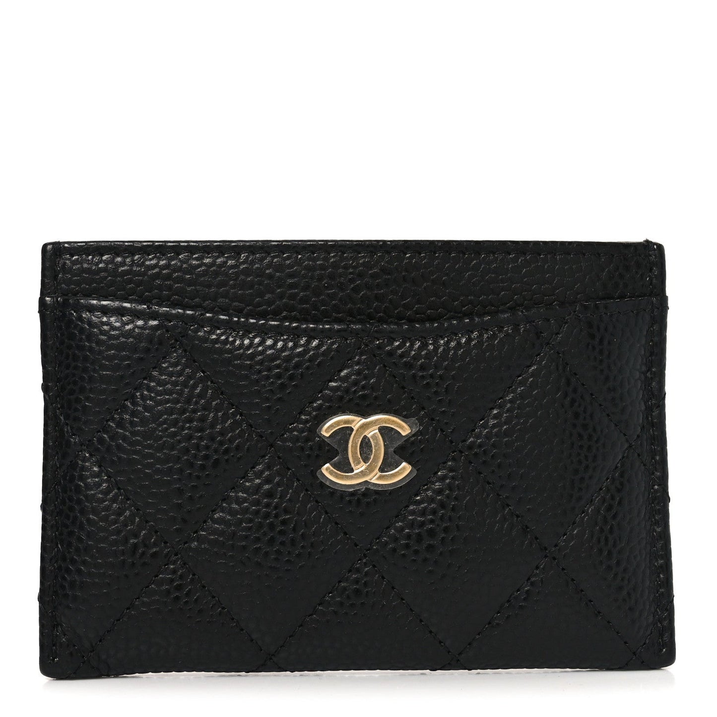 Caviar Quilted Card Holder Black
