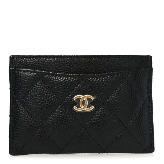 Caviar Quilted Card Holder Black