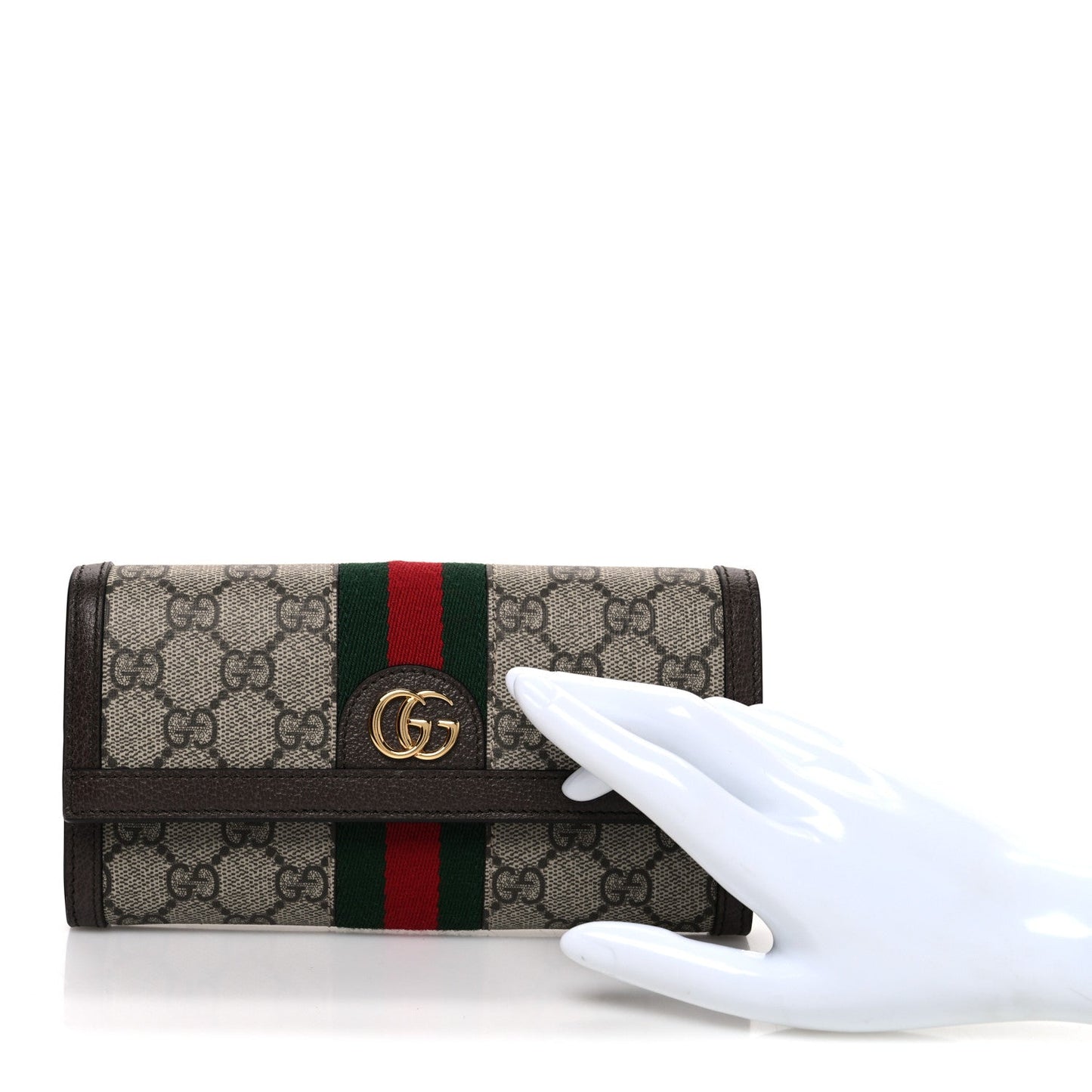 GG Supreme Monogram Web Ophidia Continental Wallet Brown