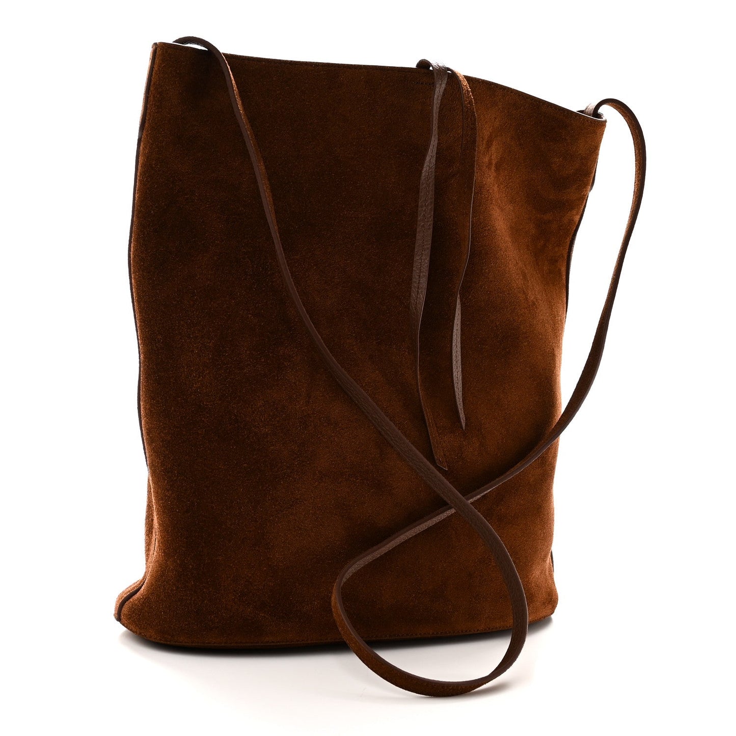 Suede Calfskin Reversible Triomphe Bucket Bag Brown
