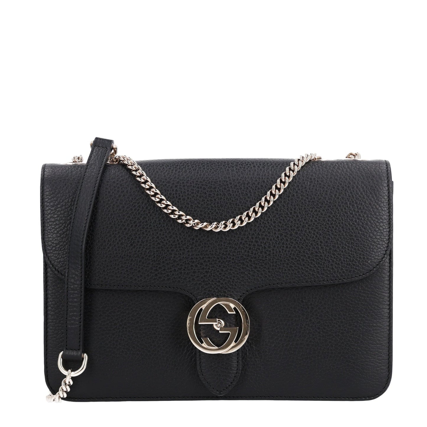 Dollar Calfskin Interlocking G Shoulder Bag Black