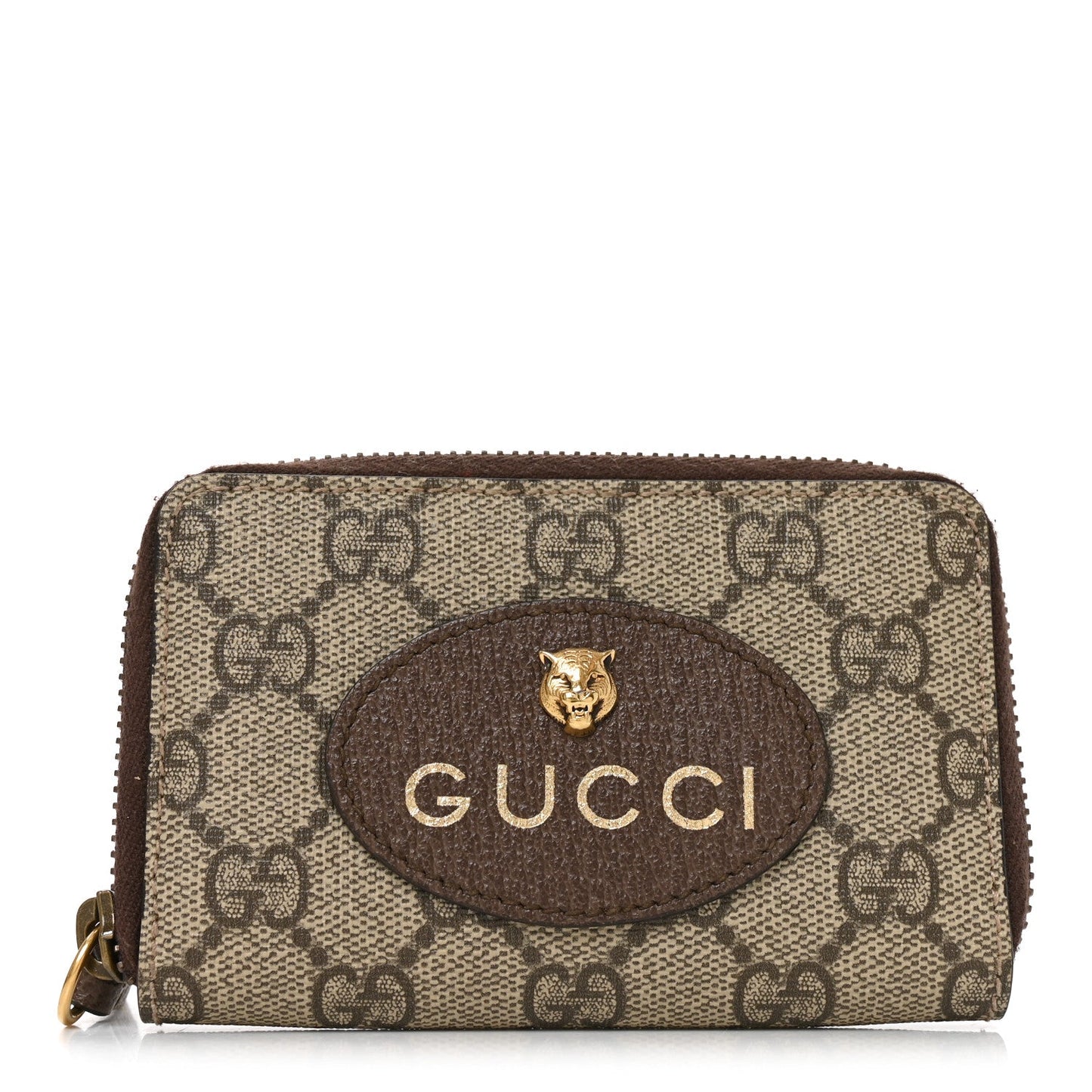GG Supreme Monogram Neo Vintage Zip Around Card Case Beige Crop New Acero