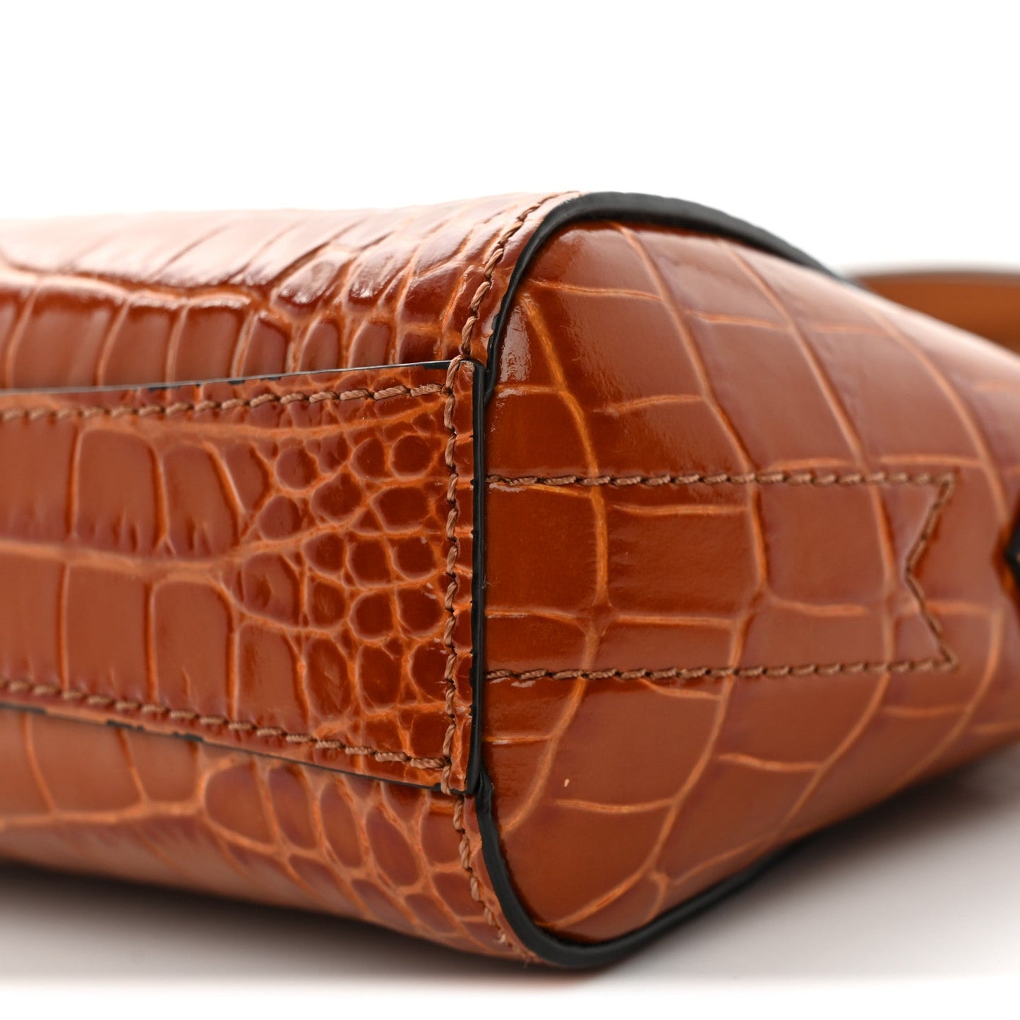 Calfskin Crocodile Embossed Nano Antigona Tan