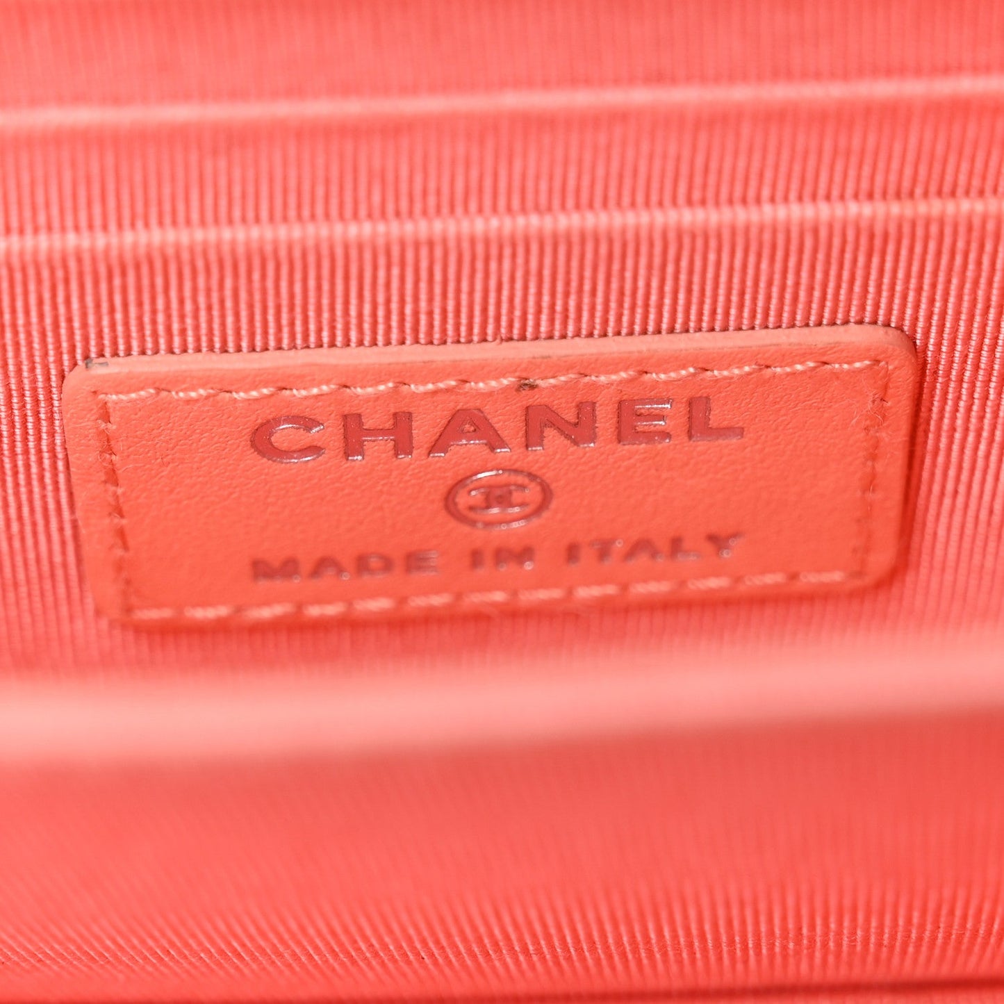 Caviar Quilted Mini Wallet On Chain WOC Coral