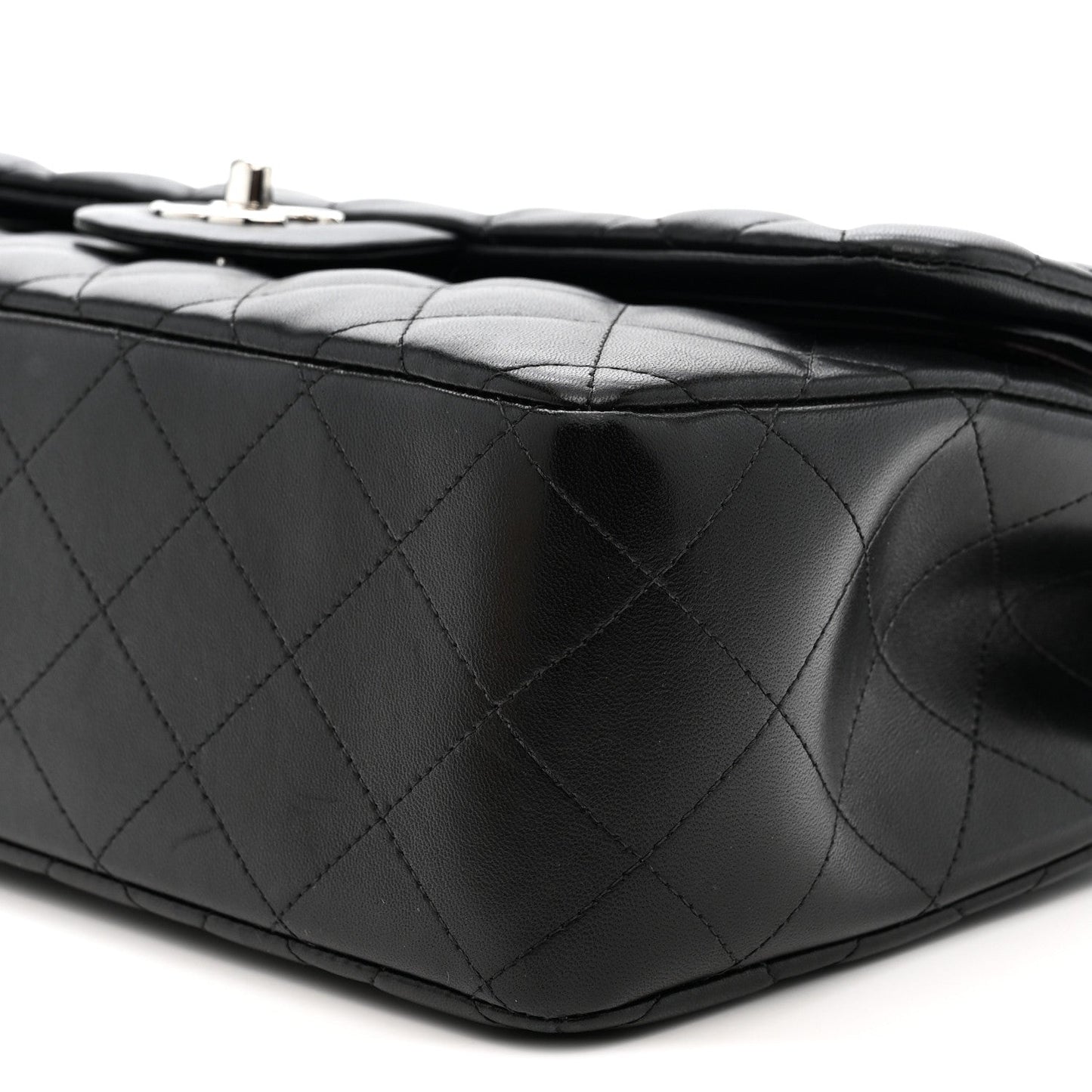 Lambskin Quilted Jumbo Double Flap Black
