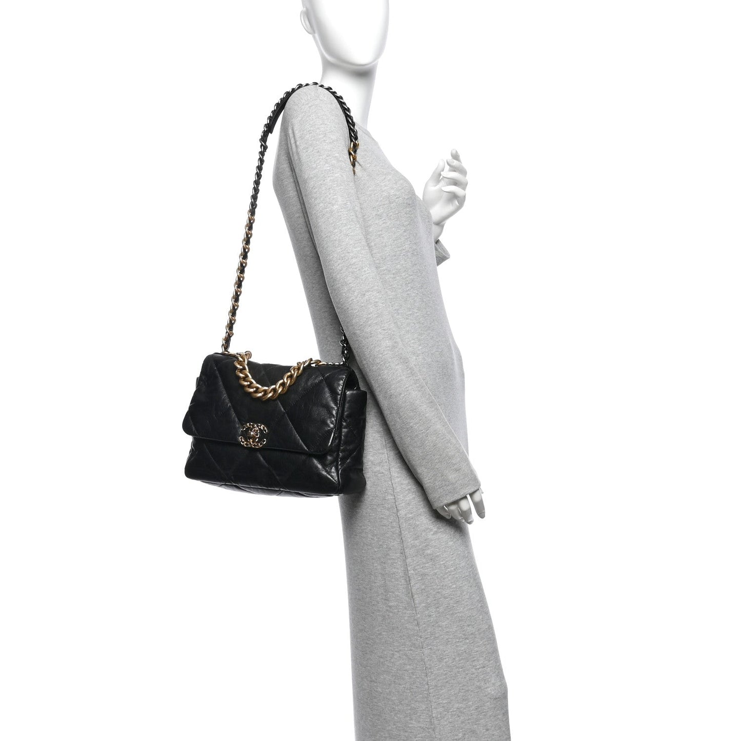 Lambskin Quilted Large Chanel 19 Flap Black