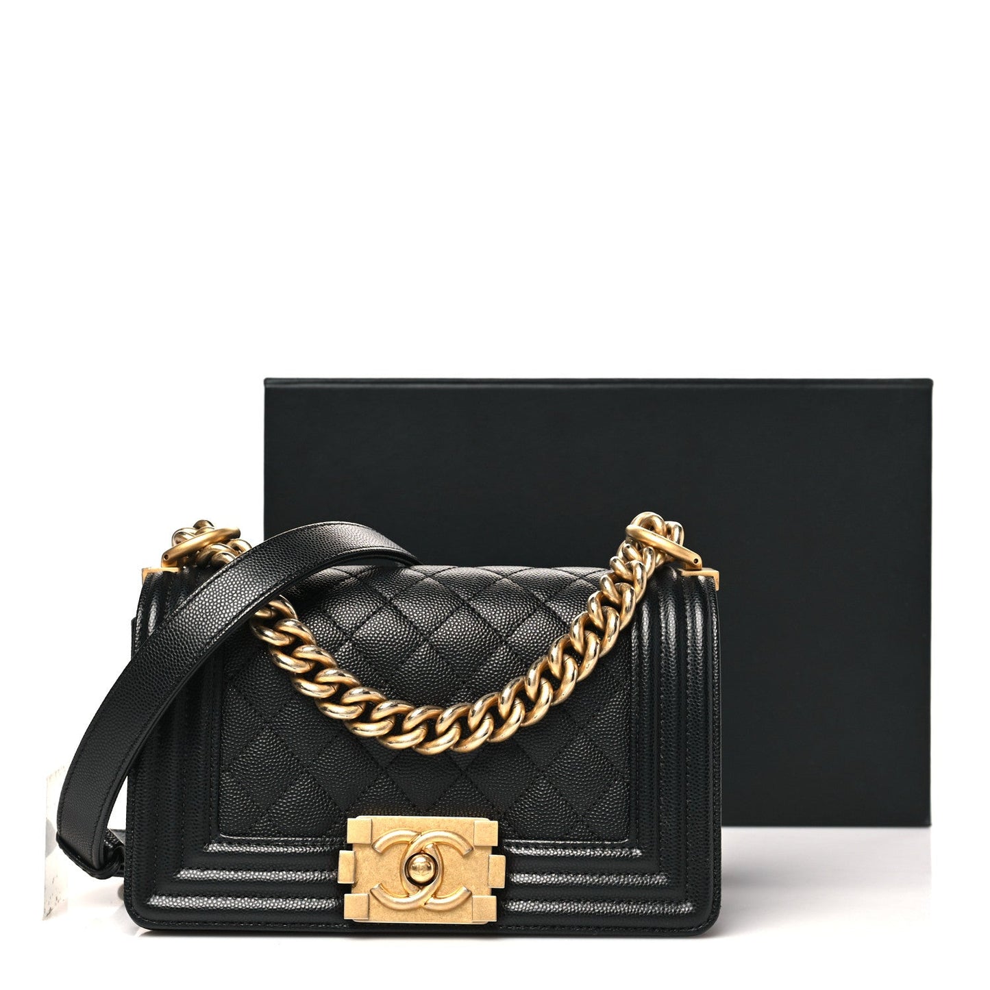 Caviar Quilted Small Boy Flap Black