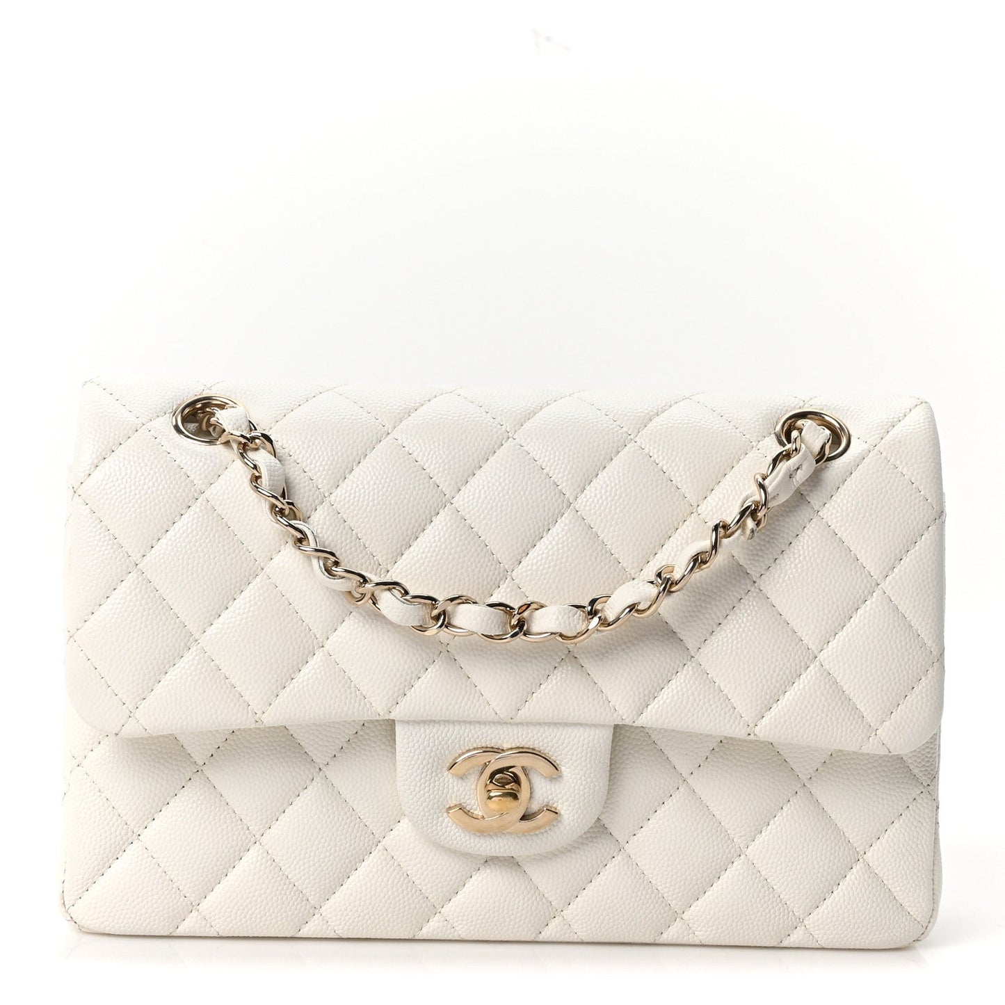 Caviar Quilted Small Double Flap White