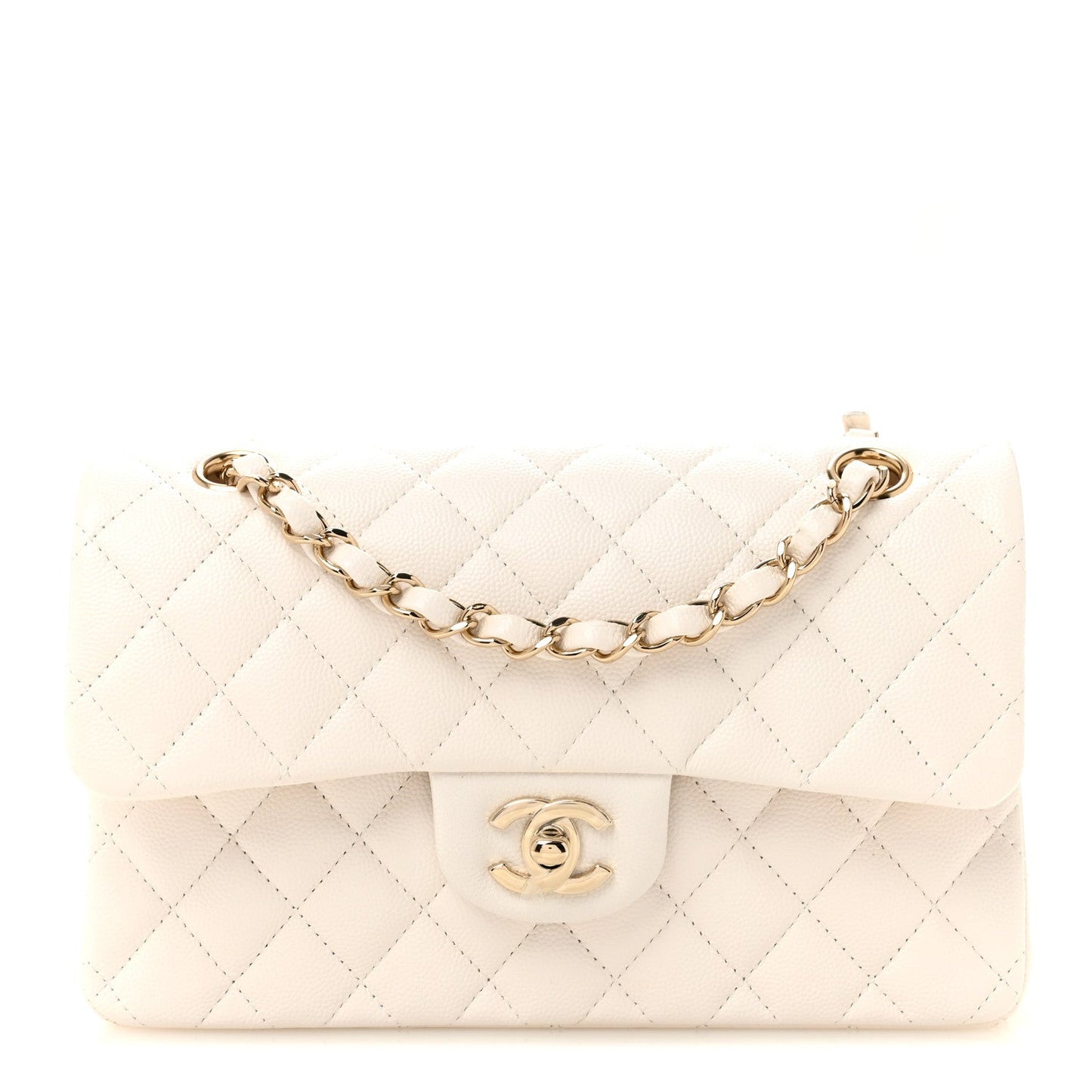 Caviar Quilted Small Double Flap White