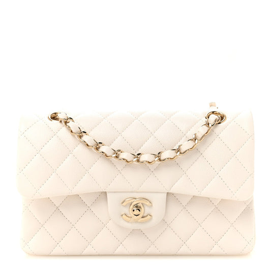 Caviar Quilted Small Double Flap White