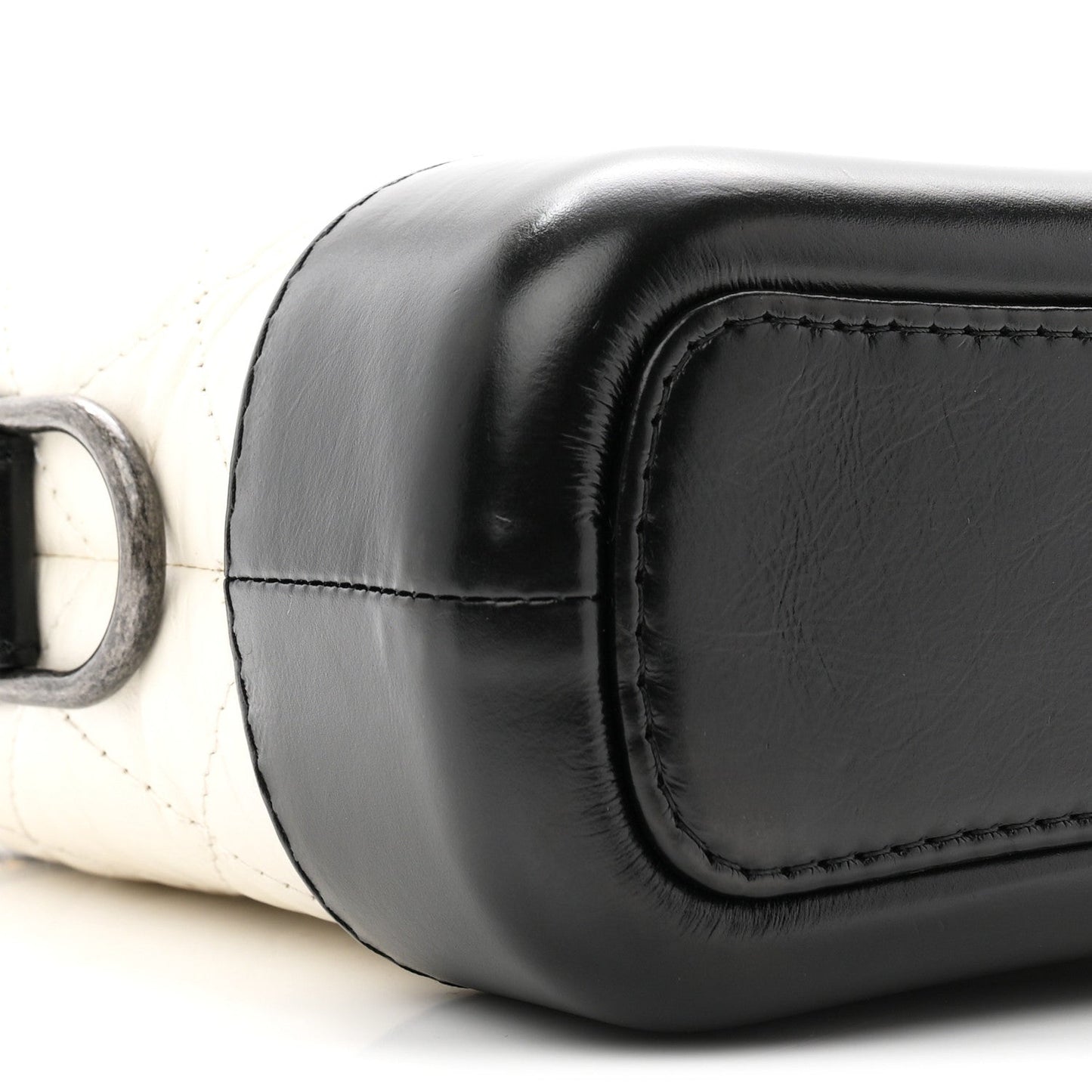 Aged Calfskin Quilted Small Gabrielle Hobo Black White