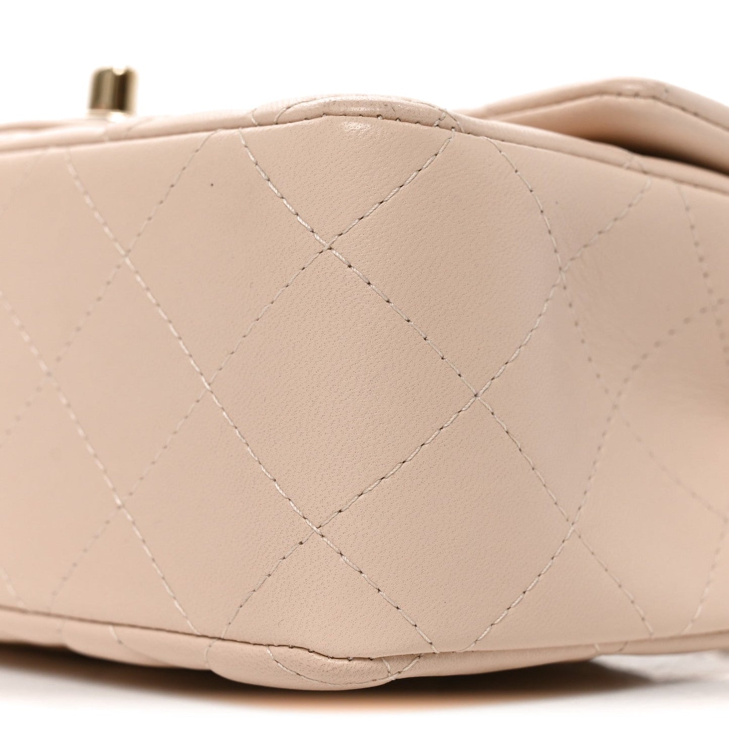 Lambskin Quilted Mini Rectangular Flap Light Beige