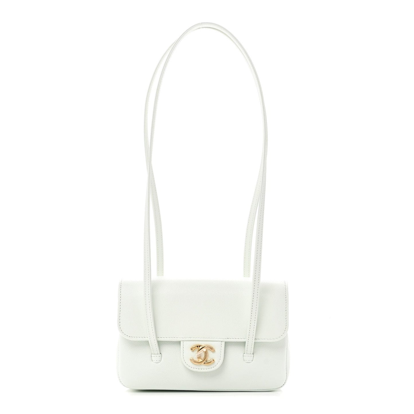 Shiny Caviar Mini Preppy Coco Shoulder Bag Light Blue