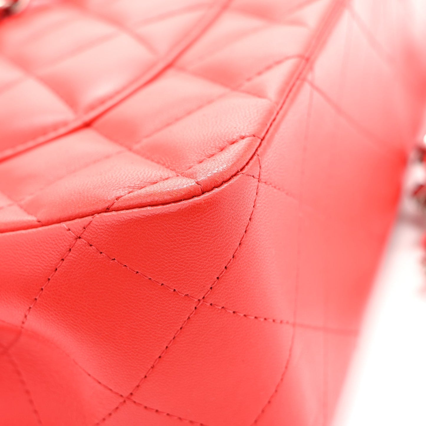 Lambskin Quilted Jumbo Double Flap Red
