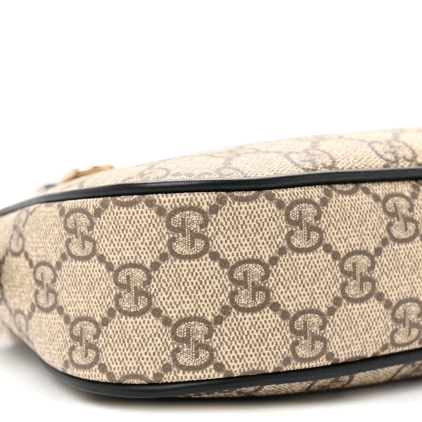 GG Supreme Monogram Textured Calfskin Small Emblem Shoulder Bag Beige Black