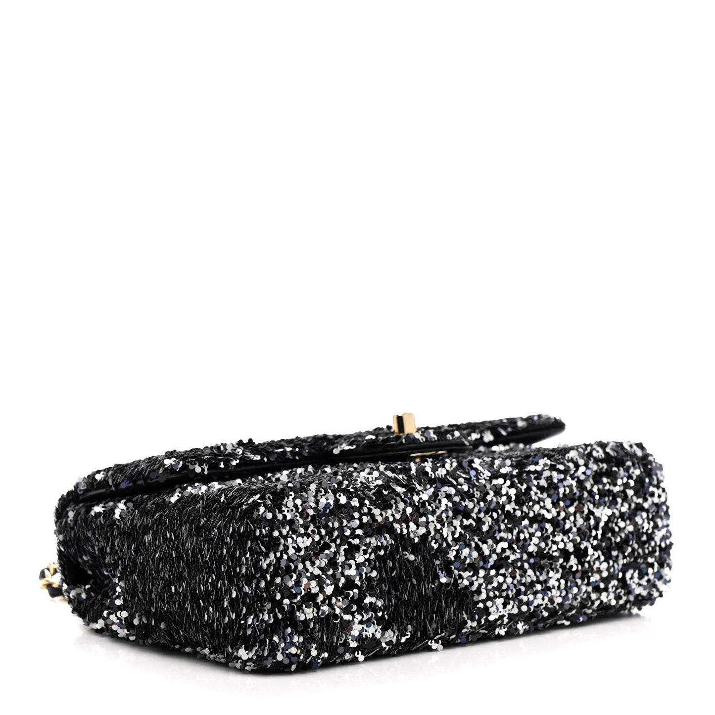 Sequin Quilted Small Single Flap Black White Grey