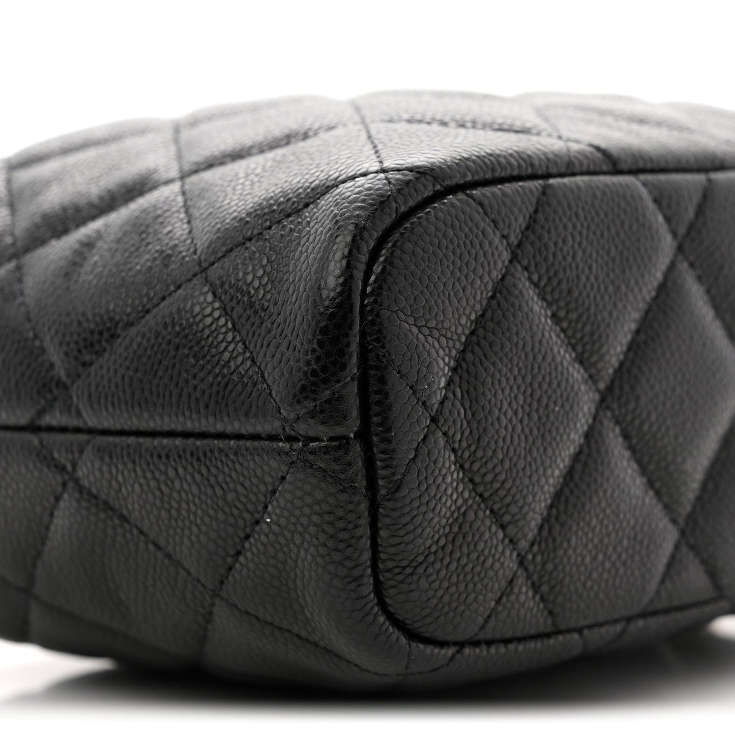 Caviar Quilted Hobo Clutch With Chain  Black