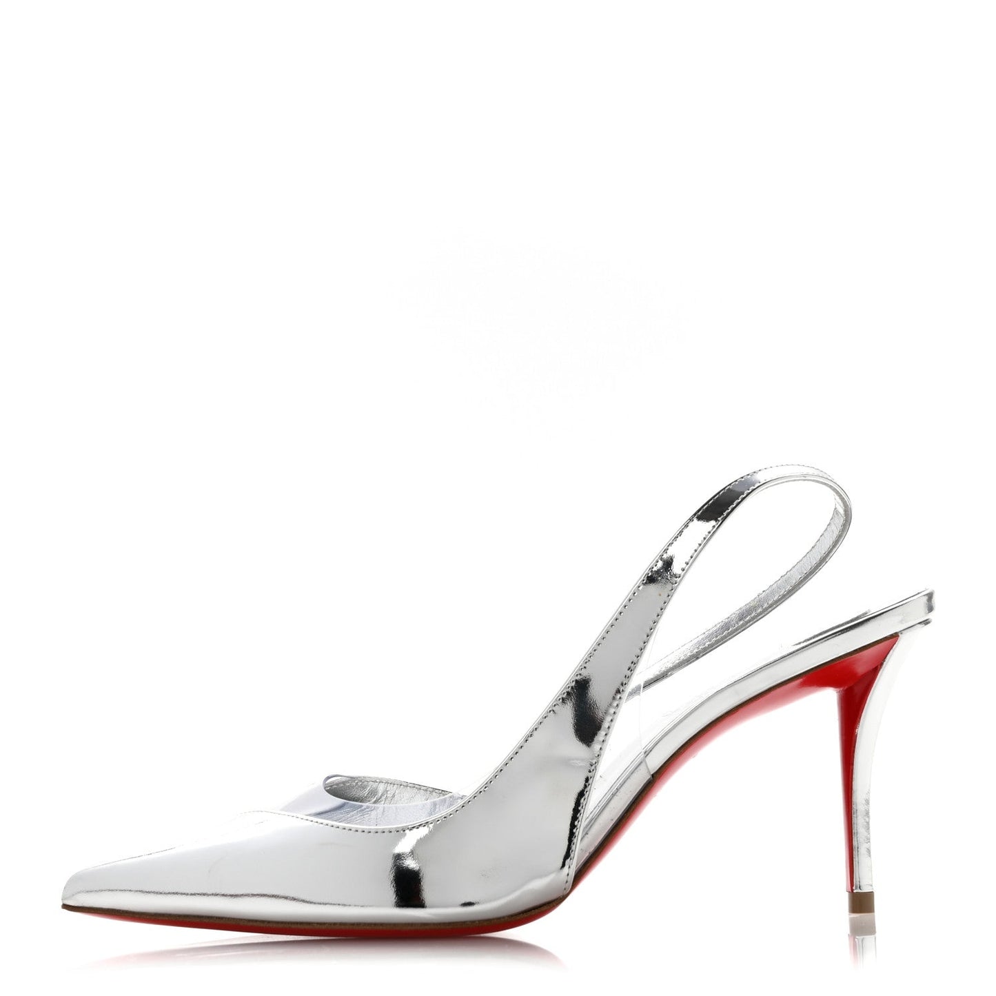 Patent PVC Posticha 80 Slingback Pumps 36 Silver
