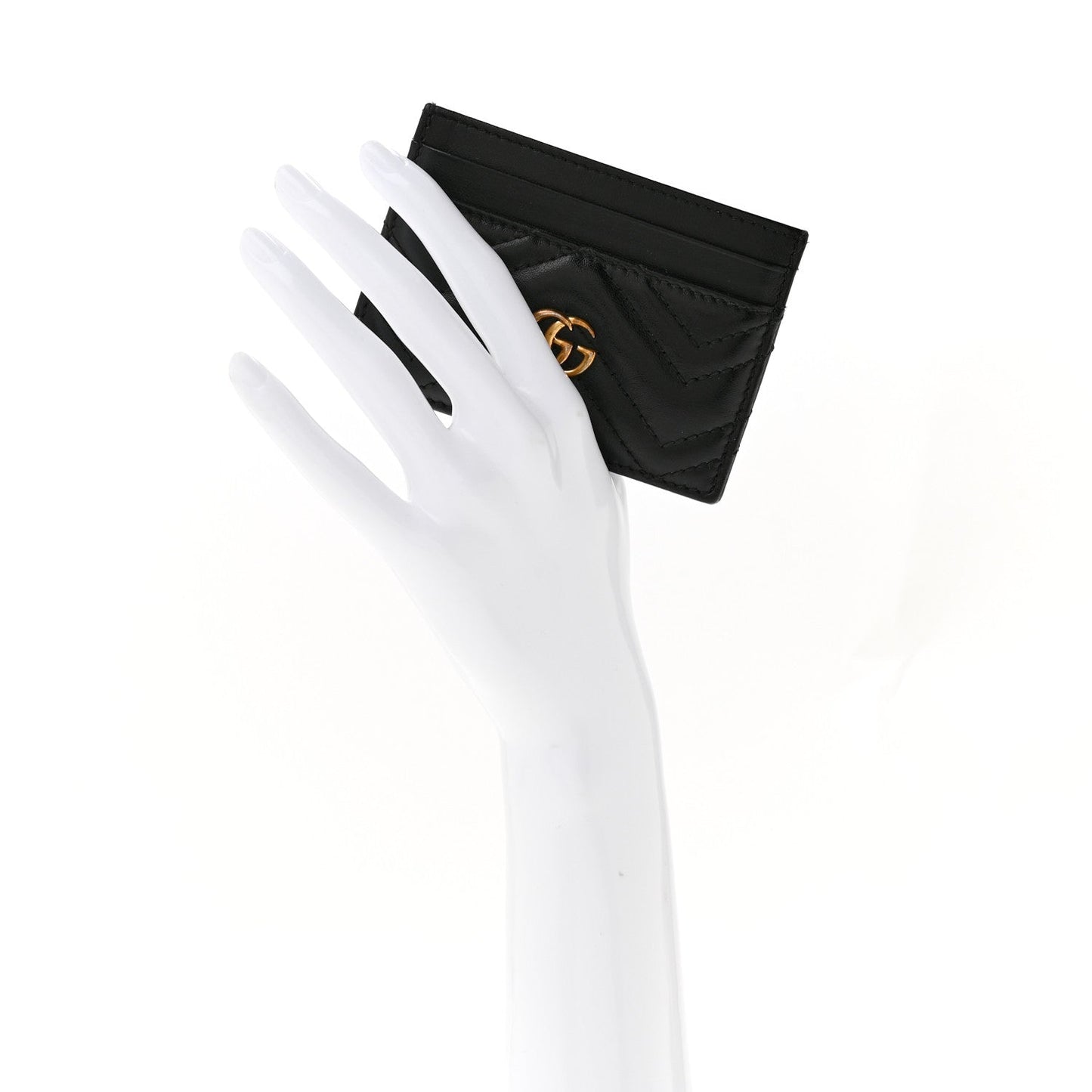 Calfskin Matelasse GG Marmont Card Holder Black