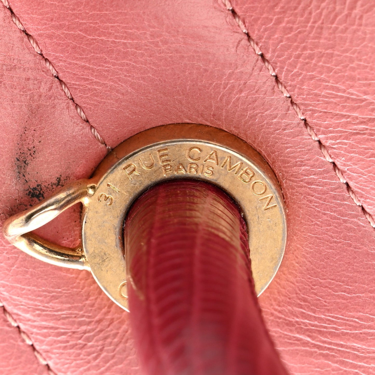 Calfskin Lizard Chevron Quilted Small Coco Handle Flap Pink