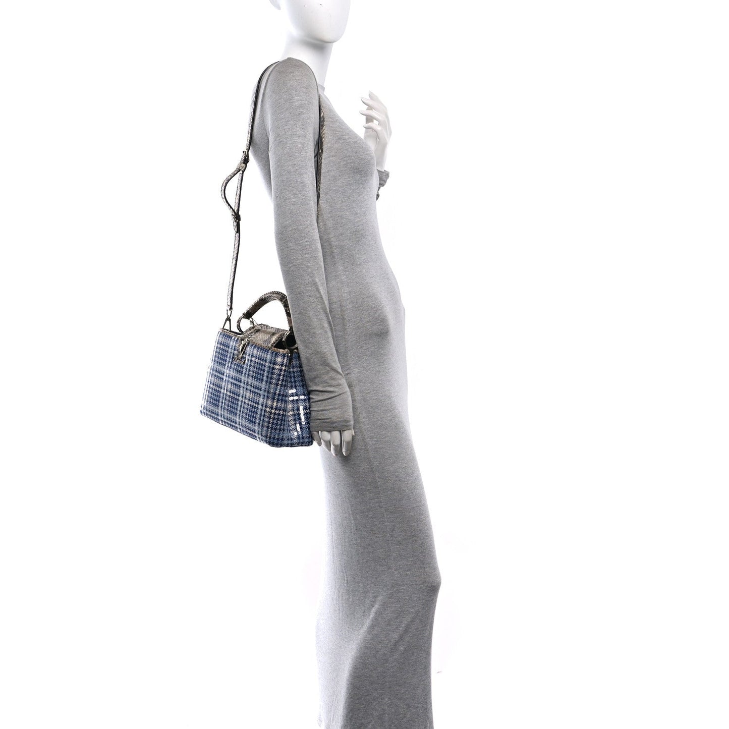 Tweed Sequins Snakeskin Capucines BB Blue