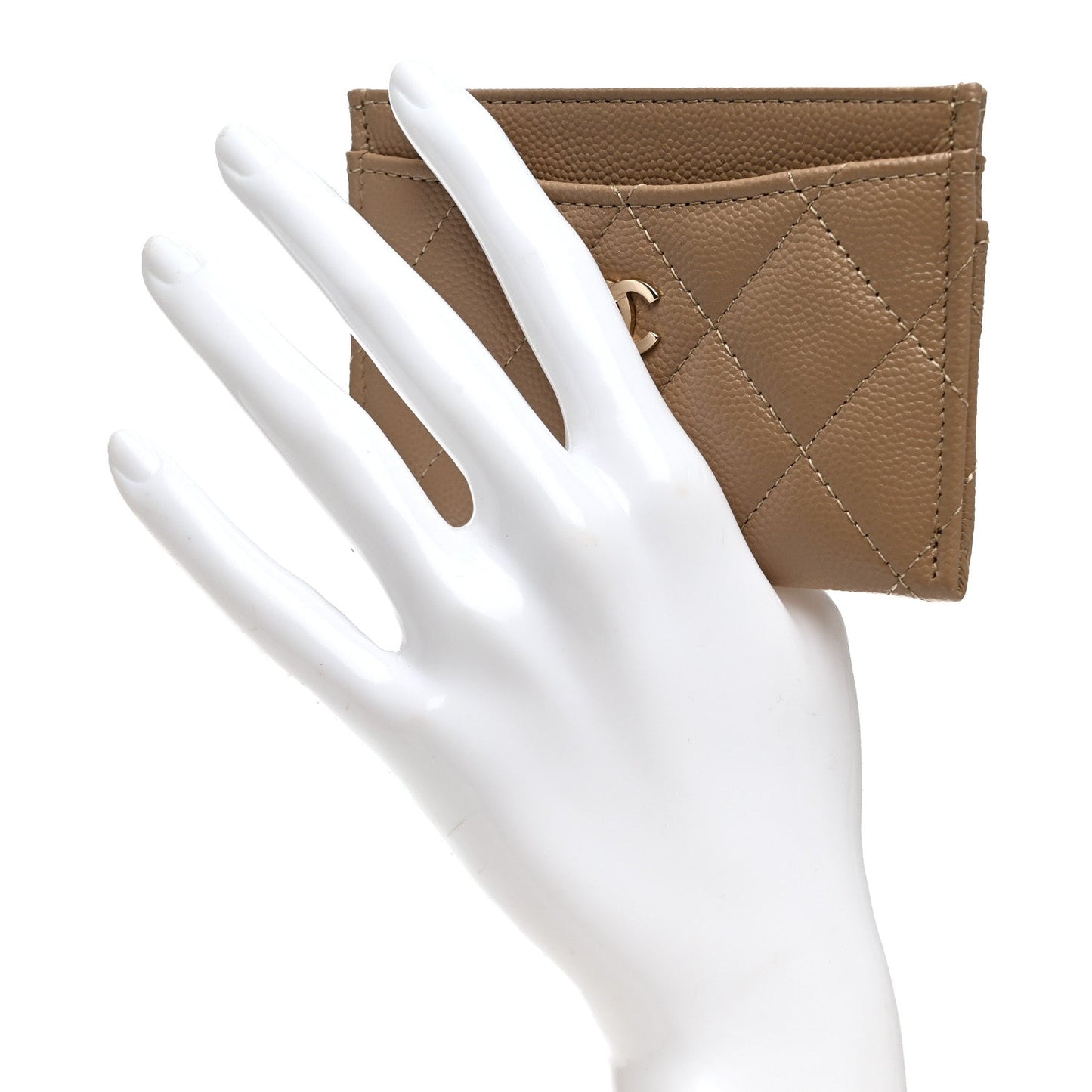 Caviar Quilted Card Holder Brown