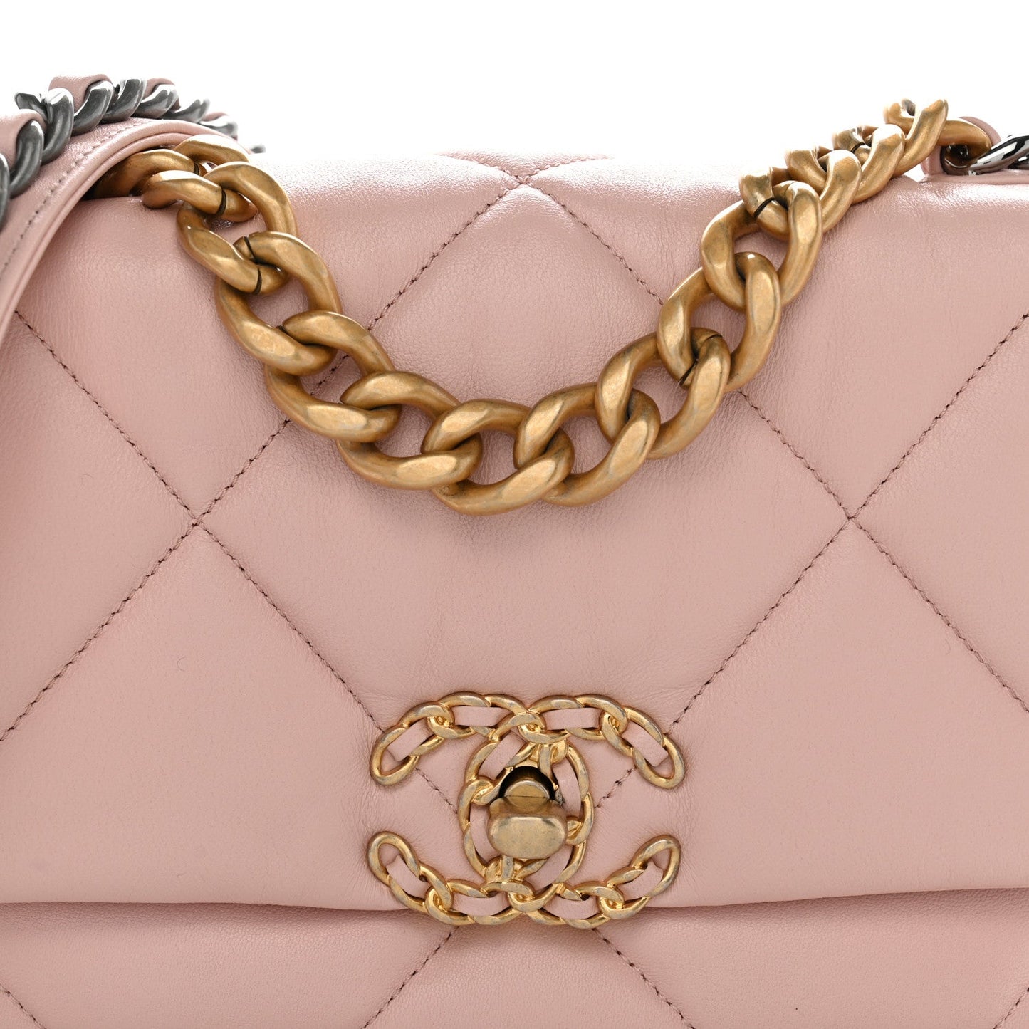 Lambskin Quilted Medium Chanel 19 Flap Light Pink